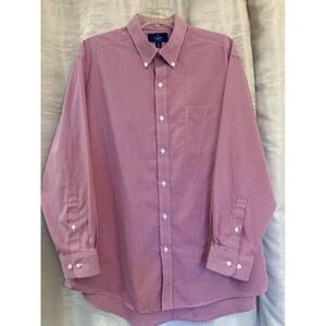 Buttoned Down Men's Classic Fit Red Gingham Non‎ Iron Cotton Dress Shirt 17.5 34